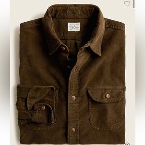 NWT J. Crew Men's Gray Garment-dyed corduroy workshirt